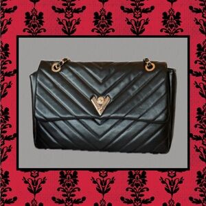 Valentino Orlandi Black Quilted Shoulder Bag with Gold Hardware NWT Large 9”X11”